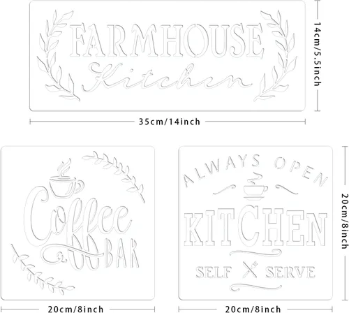 Miniatura 3 de 10 juegos de plantillas de cocina de granja, plantillas de pintura de letrero rústico de panadería casera para decoración de pared de comedor