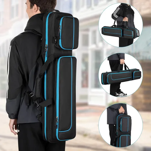 Miniatura 5 de GOBUROS Estuche para tacos de piscina de 4 x 4 pulgadas, soporta hasta 4 colillas y 4 ejes, estuche de transporte para palos de billar con bolsillos