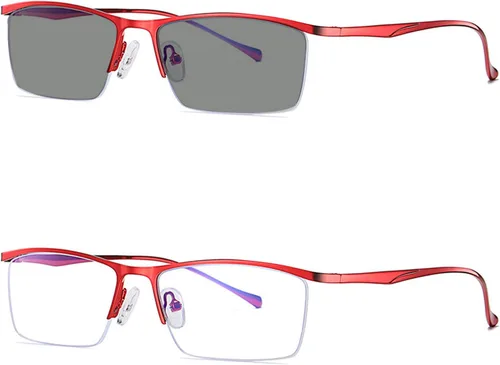 Miniatura 8 de Gafas de lectura fotocromáticas, gafas de lectura de tendencia, para hombres y mujeres, medio marco, para negocios, oficina, hombres