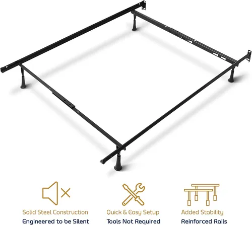 Miniatura 3 de Clara Clark Base de cama ajustable – Marco de cama de acero resistente, marco de cama individual de metal que se expande a rieles de cama