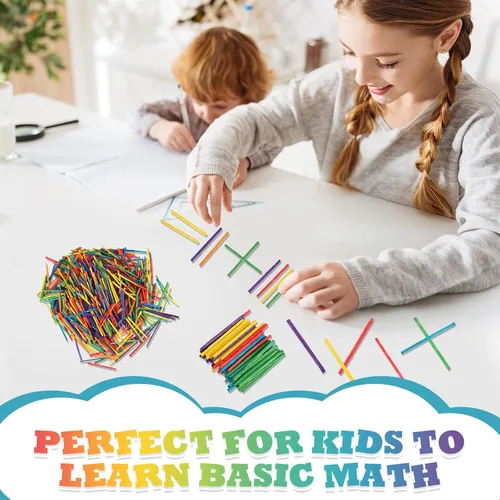 Miniatura 3 de Geetery 500 palillos coloridos para manualidades, 2 x 0.1 pulgadas, palillos de madera a juego para niños, adultos, manualidades, proyectos