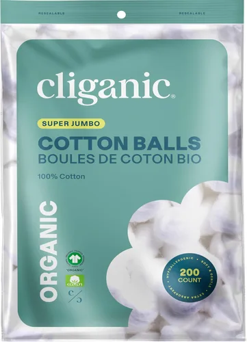 Miniatura 7 de Cliganic Bolas de algodón orgánico súper jumbo (100 unidades), hipoalergénicas, absorbentes, de tamaño grande, 100% puro (el embalaje puede variar)