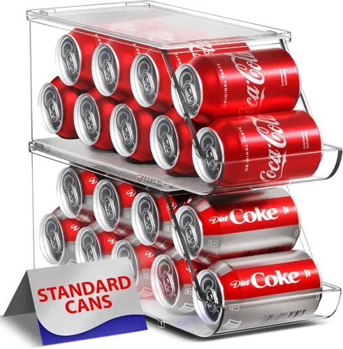 Miniatura 11 de Sorbus Organizador de botellas de agua para refrigerador con tapa, capacidad para 9 botellas, organizador apilable de bebidas para refrigerador