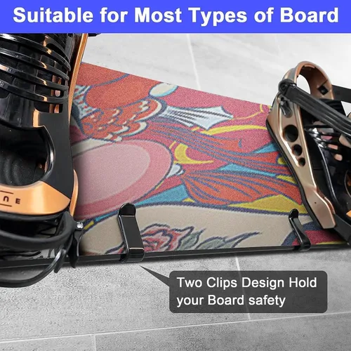 Miniatura 5 de Horizontal Snowboard Wall Mount Clips Snowboard Wall Rack Snowboard Mount Storage Snowboard Display Wall Mount for Room, Garage