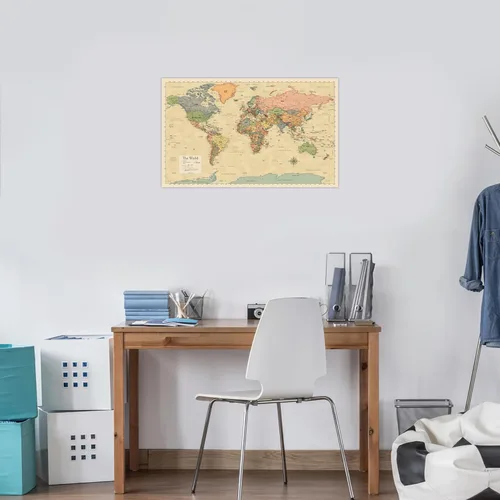Miniatura 5 de Póster de Mapa Mundial Laminado - Gráfico del Mapa del Mundo [Amarillo]