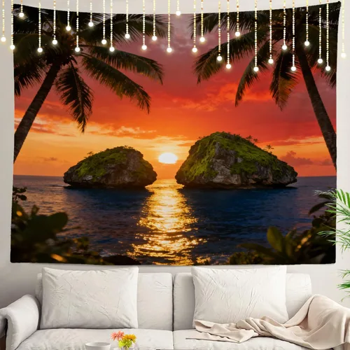 Miniatura 58 de Shrahala Tapiz de pared con paisaje de lago de otoño, bosque amarillo, para colgar en la pared, tapiz grande, decoración de fibra de poliéster