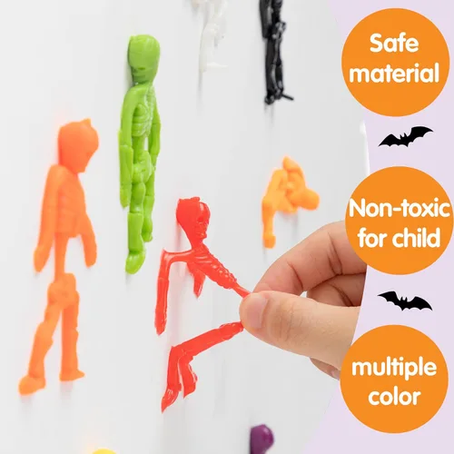 Miniatura 3 de JOYIN 72 piezas de esqueletos elásticos de Halloween, juguetes para aliviar el estrés de Halloween, 9 colores, juguetes elásticos de calavera