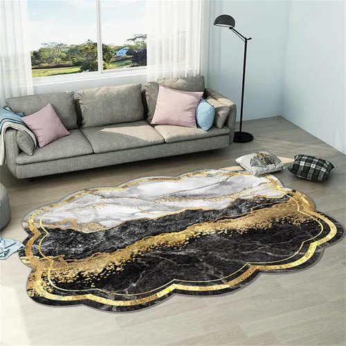 Miniatura 9 de Alfombra de área de mármol negro dorado y gris, 2 x 3 pies, alfombras impresas con patrón geométrico moderno, alfombra decorativa