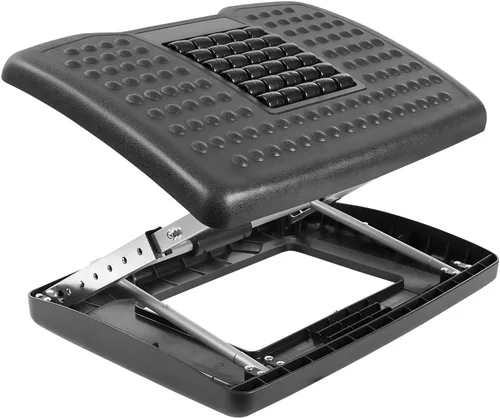 Mount-It! Reposapiés para debajo del escritorio, altura ajustable e inclinación, reposapiés debajo del escritorio (3 a 15 pulgadas) con rodillos de