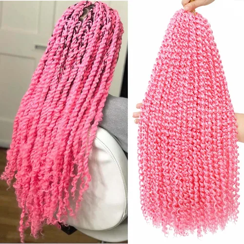 Miniatura 10 de Cabello Passion Twist de 18 pulgadas, 1 paquete de cabello Passion Twist de ganchillo, cabello de ganchillo Water Wave (18 pulgadas (paquete de 1)