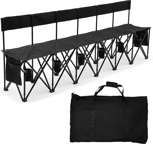 Miniatura 12 de Kigley Banco de fútbol plegable de 6 asientos, banco lateral portátil de equipo deportivo para campamento de fútbol, viajes, eventos, asientos al