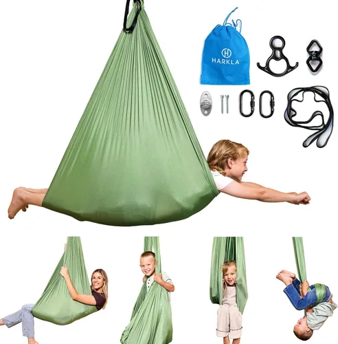 Miniatura 14 de Harkla Columpio sensorial para niños y adultos, soporta 300 libras, columpio sensorial para interiores y exteriores para un efecto calmante similar