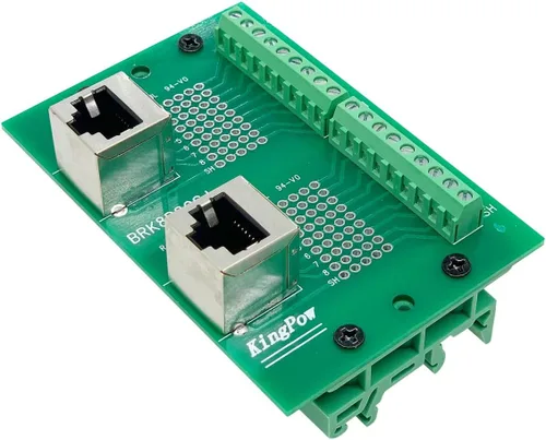 Miniatura 10 de Placa de distribución de conector Ethernet de montaje en riel DIN RJ45 8P8C, conector de bloque de terminales de conector vertical RJ45