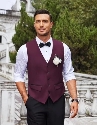Miniatura 2 de COOFANDY Chaleco de traje de negocios para hombre, chaleco de vestir ajustado, chaleco de boda