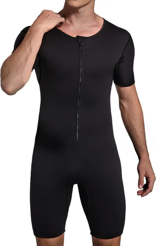 Miniatura 5 de Traje de sauna de neopreno para hombre, moldeador de cuerpo para fitness, gimnasio, ejercicio Negro