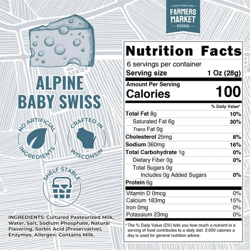 Miniatura 2 de Farmers Market Alpine Baby - Juego de regalo de queso suizo para bebé, paquete de 3 bloques de queso Wisconsin, sin gluten, apto para dieta