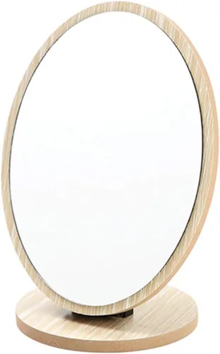 Miniatura 7 de Aestivate Espejo de mesa compacto redondo - Marco de madera de pie, rotación de 90 grados para maquillaje y cosmética