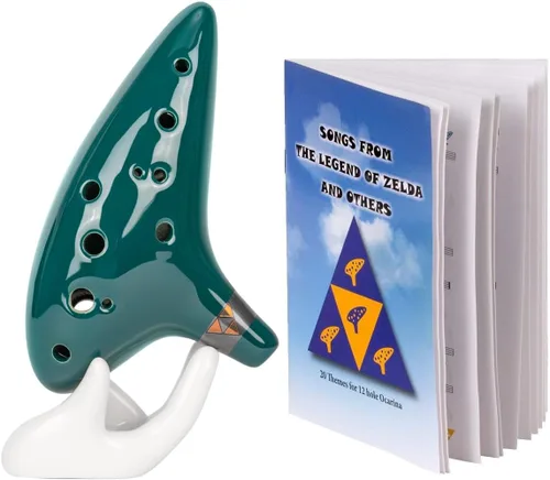 Miniatura 12 de Zelda Ocarina Alto C de 12 hoyos con libro de canciones (canciones de la leyenda de Zelda) con bolsa protectora para expositores - Zelda Ocarinas