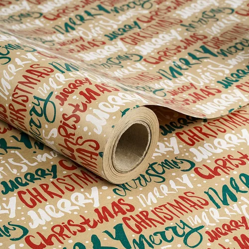 Miniatura 14 de RUSPEPA Papel de regalo de Navidad, papel Kraft, diseño navideño con muñeco de nieve, 24 pulgadas x 100 pies, rollo jumbo
