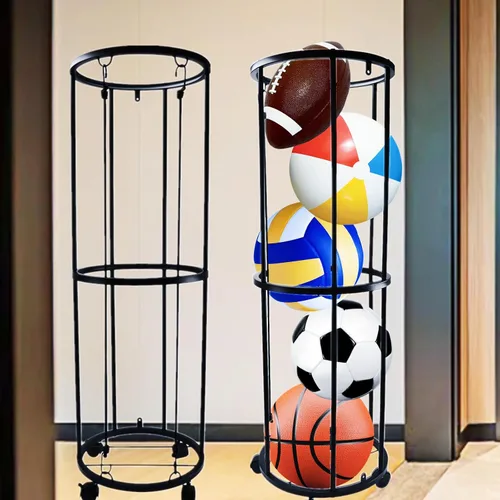 Qivine Soportes de baloncesto de garaje para pelotas, organizador de equipo deportivo rodante con ruedas, 40 x 13.2 pulgadas, almacenamiento