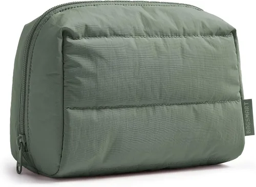 Miniatura 29 de BAGSMART Bolsa de maquillaje pequeña, bolsa compacta para cosméticos para mujer, organizador de artículos de tocador de viaje con diseño abierto