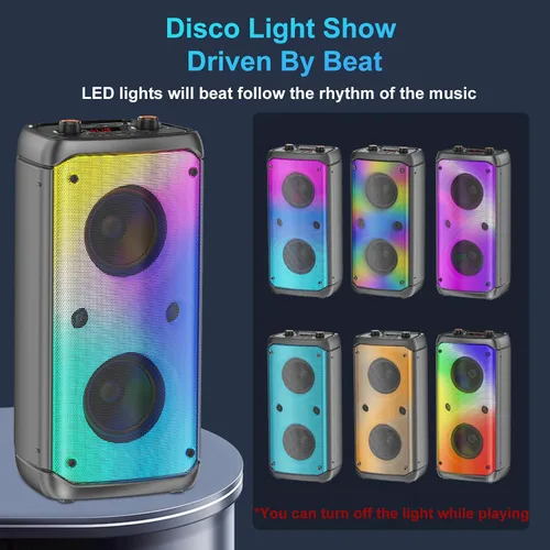 Miniatura 11 de Altavoz Bluetooth, altavoces para exteriores de 80W de potencia máxima, Bluetooth inalámbrico, TWS altavoces portátiles para fiestas con subwoofer