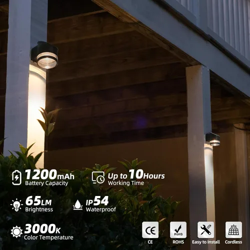 Miniatura 3 de Luz de Pared Solar Al Aire Libre del Atardecer al Amanecer, Aplique de Pared de Aluminio IP54 Impermeable, Luz Decorativa LED Sin Cable para Porche