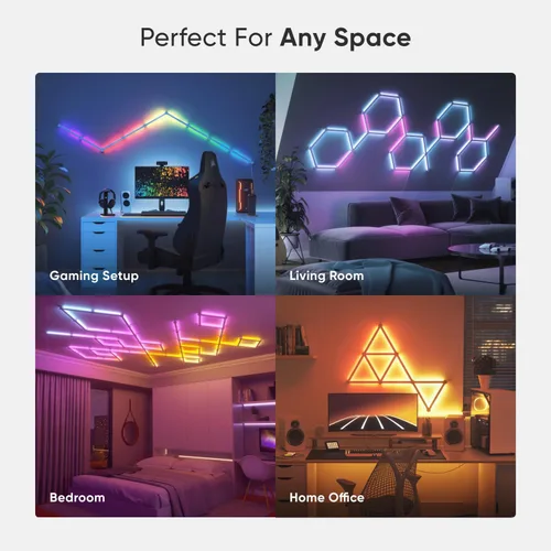 Miniatura 8 de Kit más inteligente de luces de pared LED Nanoleaf Lines WiFi RGBW de 16M, luces de color atenuables para juegos y decoración del hogar