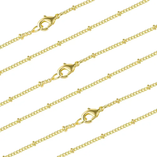 Venta al por mayor 12 piezas chapado en oro de latón sólido con cuentas de satélite de bola de eslabones delgados para la fabricación de joyas de 16