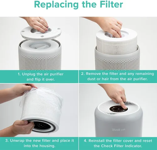 Miniatura 7 de Filtro de repuesto LEVOIT Core P350-P, filtro genuino para purificador de aire, soporta modo de sueño HEPA, carbón activado de alta eficiencia