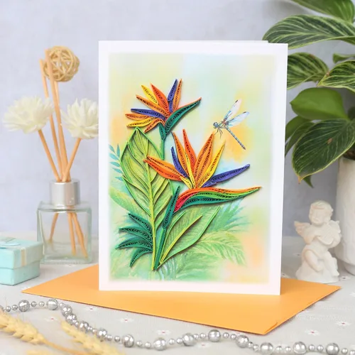 Miniatura 2 de KingKraft Tarjeta de felicitación de pájaro del paraíso Quilling, tarjeta de cumpleaños, tarjeta de aniversario para esposa, marido, tarjeta