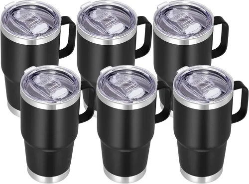 Miniatura 12 de VEGOND - Vaso de viaje de 20 oz con asa, tapa con cierre y popote, de acero inoxidable, aislante, taza de café, a prueba de derrames, de doble Verde