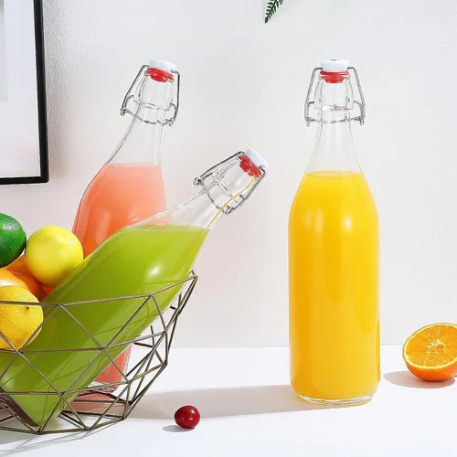 Miniatura 5 de YEBODA Botellas de vidrio transparente con tapón para cerveza casera, kéfir de kombucha y sello de silicona hermético, 32 onzas (4 unidades)