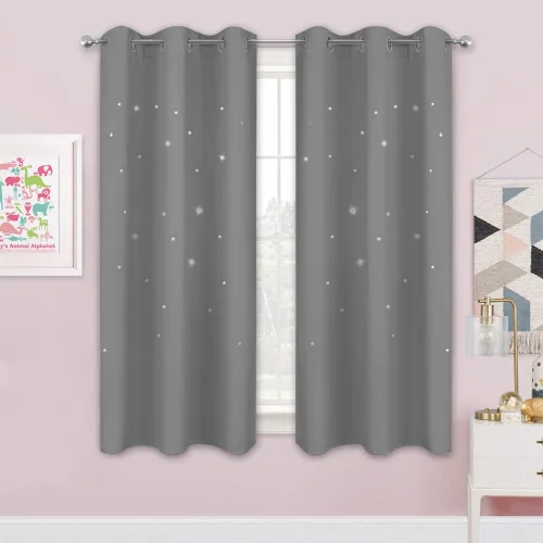 Miniatura 69 de NICETOWN Cortinas infantiles perforadas, cortinas marroquíes con estrellas azules para dormitorio de niñas, gruesas y suaves, para oscurecer la Azul