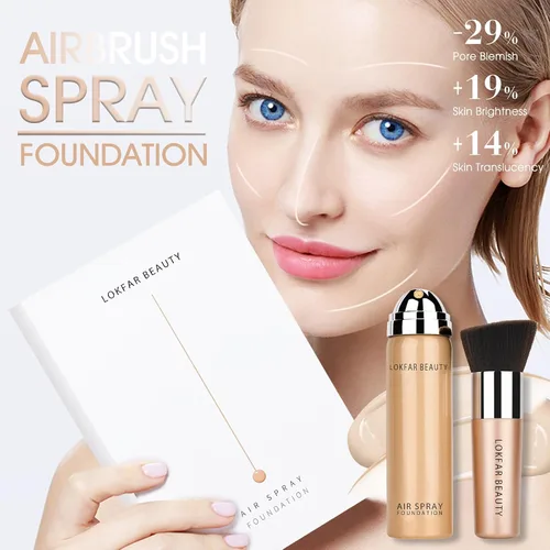 Miniatura 2 de LOKFAR Aerosol de base AirBrush - Kit de maquillaje en aerosol de niebla sedosa con cepillo, base de cobertura completa para un acabado suave y #A01