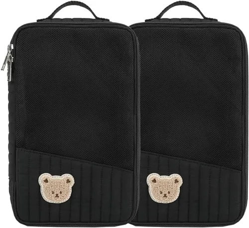 Bolsas organizadoras para pañales para bebé, paquete de 2 bolsas impermeables para pañales para colgar pañales, bolsa de malla de oso de conejo,