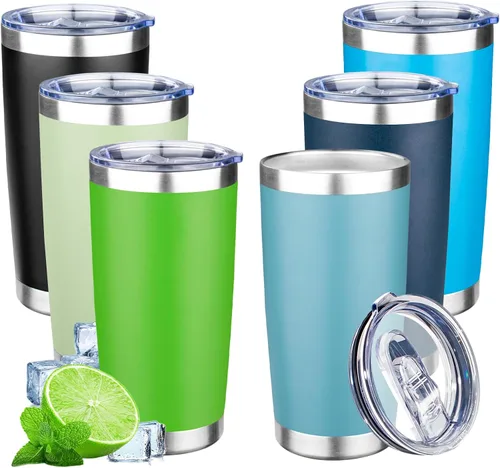 Miniatura 12 de Vaso de 20 onzas con tapa, taza de café de viaje de doble pared aislada al vacío, taza térmica de acero inoxidable con recubrimiento en polvo, vaso
