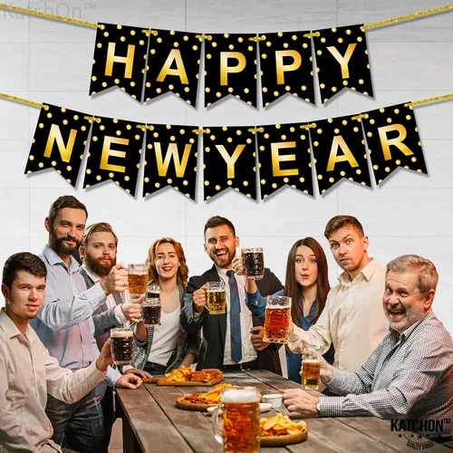 Miniatura 8 de KatchOn, Cartel grande de feliz año nuevo, 10 pies, sin bricolaje Fondo de feliz año nuevo para suministros de fiesta de Nochevieja 2026 Cartel
