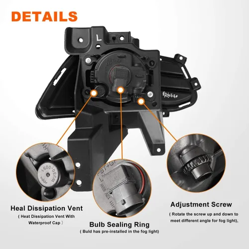 Miniatura 7 de Nixon Offroad Juego de luces antiniebla para Ford Fusion 2013-2016 con bombillas halógenas + kit de arnés de cableado + interruptor universal +