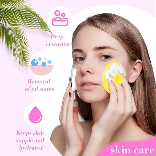 Miniatura 6 de Paquete de 20 cepillos de limpieza facial de silicona suave, cepillo de lavado facial para limpieza profunda, cepillo para masaje, exfoliante
