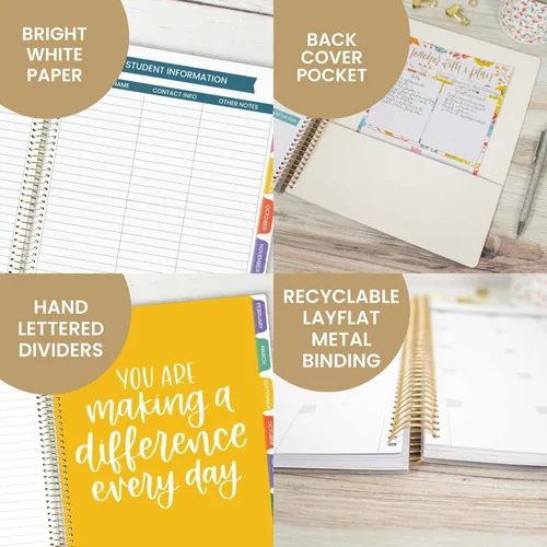 Miniatura 5 de bloom daily planners - Agenda y calendario de año académico sin fechas para maestros, organizador plan de clases 7 periodos, cubierta esmerilada