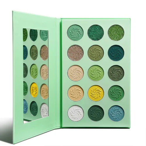 Miniatura 7 de Paleta de sombra de ojos verde de Afflano, sombra de ojos verde con purpurina altamente pigmentada, paletas de maquillaje verde esmeralda