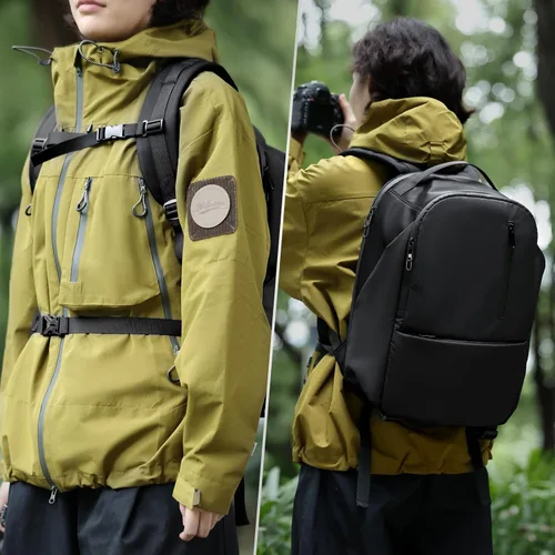 Miniatura 4 de TAAOKA Mochila para cámara DSLR/SLR/SLR/sin espejo para fotógrafo, bolsa impermeable para cámara con soporte para trípode y compartimento