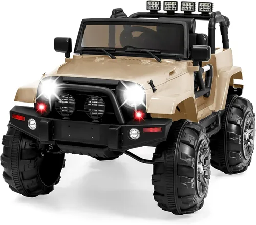 Miniatura 9 de Best Choice Products Camión de paseo para niños de 12 V, auto de juguete con batería con suspensión de resorte, control remoto, 3 velocidades, luces