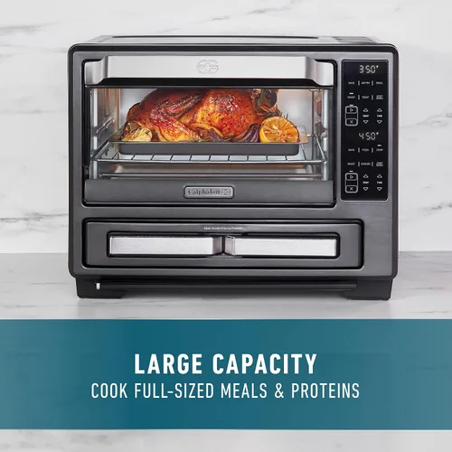 Miniatura 5 de Calphalon Performance - Combinación de horno tostador y freidora de aire 12 en 1 con cajón para pizza de 12" de doble zona, controles digitales