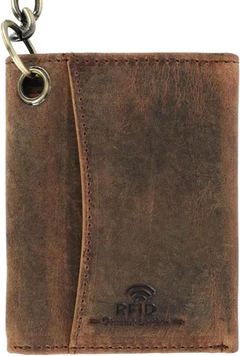 Miniatura 3 de Cazoro - Cartera de cuero vintage con cadena triple RFID para hombre