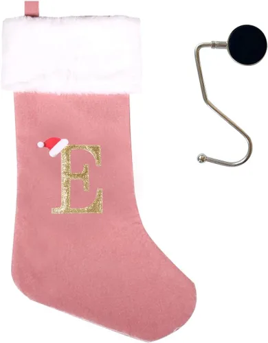 Miniatura 50 de Medias de Navidad de 20 pulgadas con monograma, letras, medias súper suaves grandes de Navidad, medias de monograma rojo para Navidad, regalo