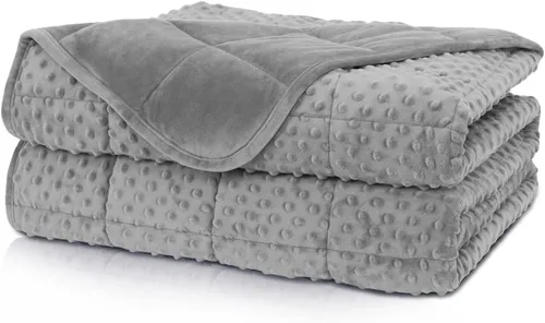 Miniatura 9 de Huloo Sleep Manta con peso para niños, tamaño Twin, de 5 libras (36"×48", gris), transpirable, suave manta con peso de minky para todas