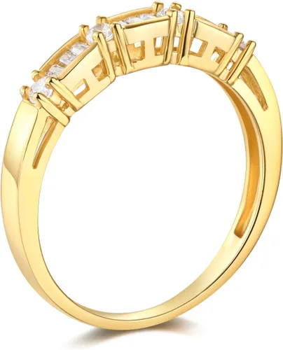 Miniatura 6 de Anillo de compromiso 14K oro SÓLIDO amarillo o blanco y set de 2 unidades de anillos de bodas
