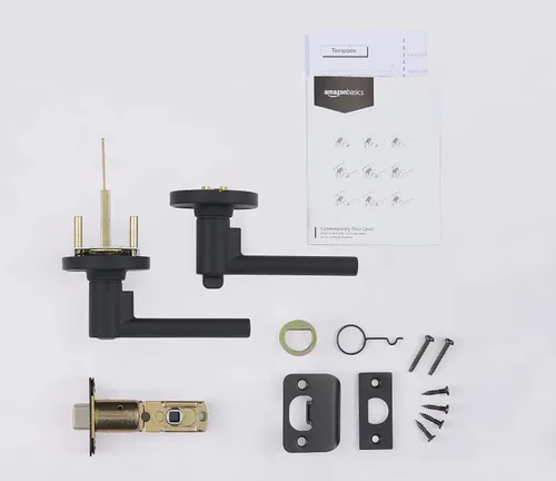 Miniatura 3 de Amazon Basics Palanca de puerta contemporánea Madison - Passage - Negro mate, paquete de 1